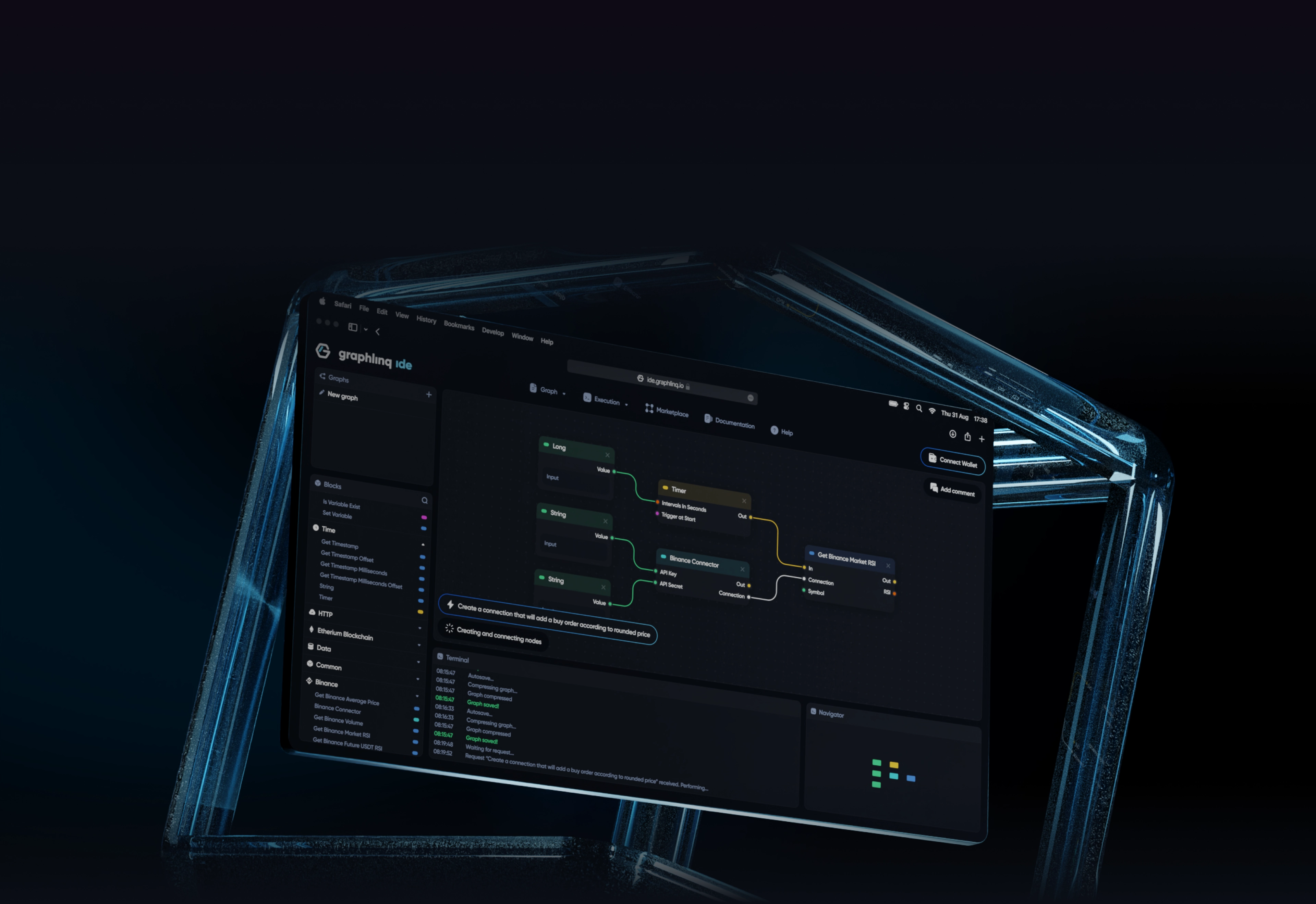 GraphLinq AI-powered no-code DApp builder interface
